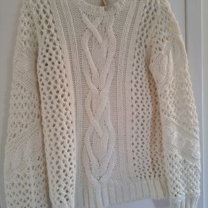 Pull&Bear Cream Cable Knit Sweater